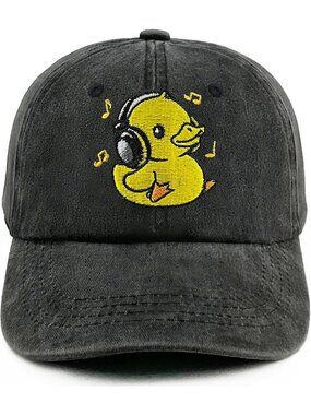 Kid Music Duck-washed Black Breathable Adjustable Embroidered Baseball Cap